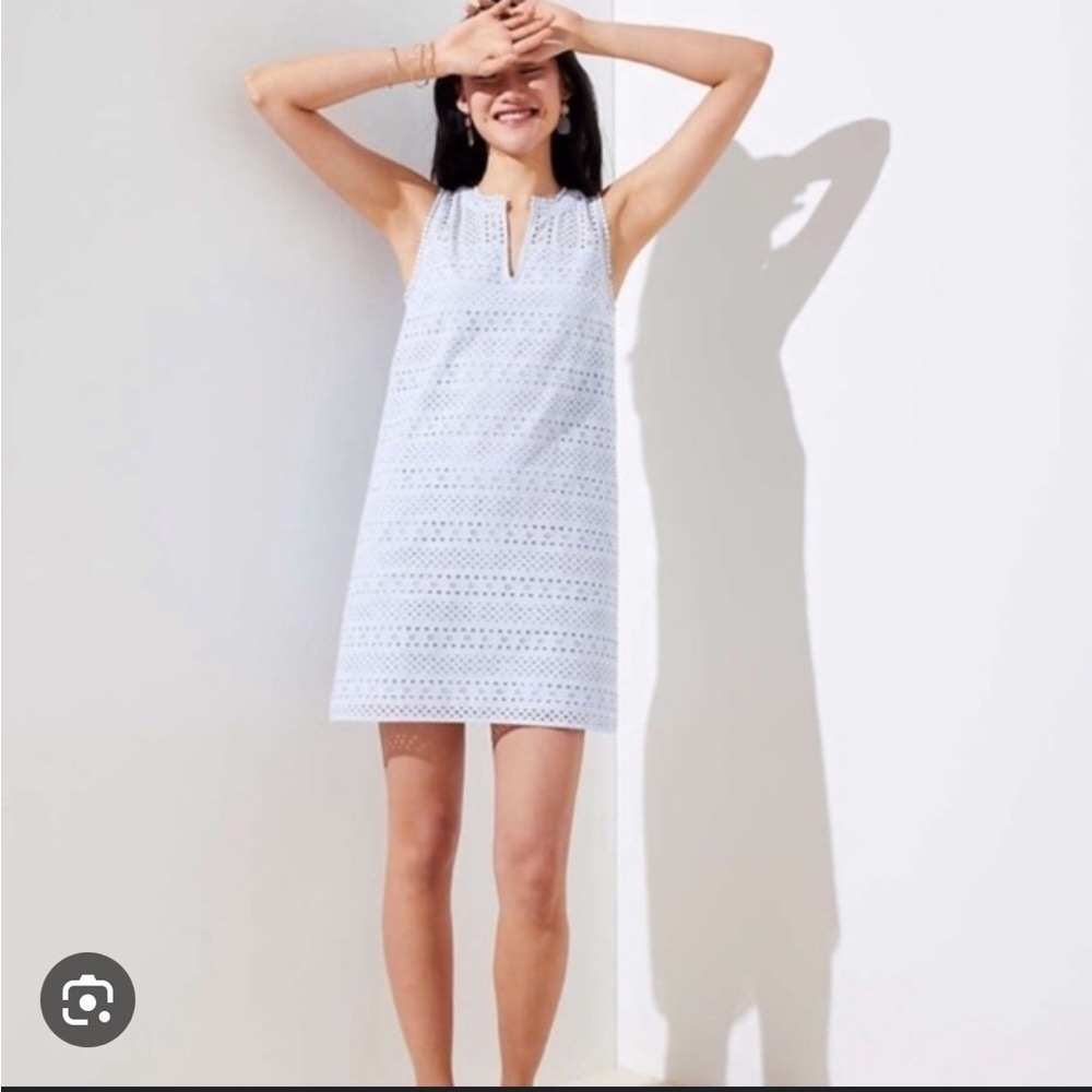 LOFT BABY BLUE EYELET SHIFT DRESS